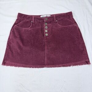 Indigo Rein Corduroy Mini Skirt in Deep Burgundy